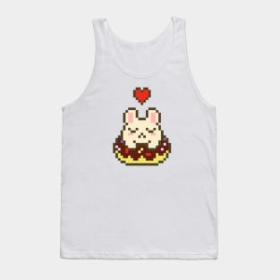 Pixel Art Bunny Loves Chocolate Covered Donut with Sprinkles Tank Top